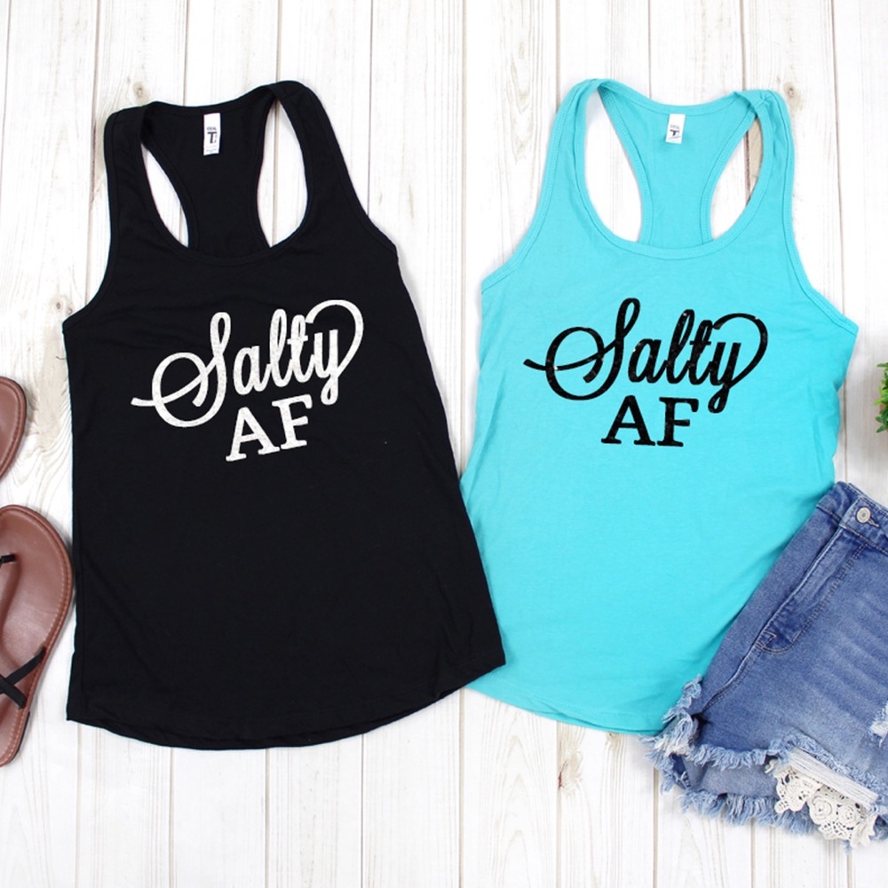 Salty AF Beach Tank Top (Turquoise)